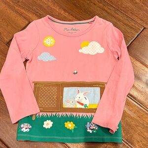 Mini Boden Pink and Green Long Sleeve Kids Tee